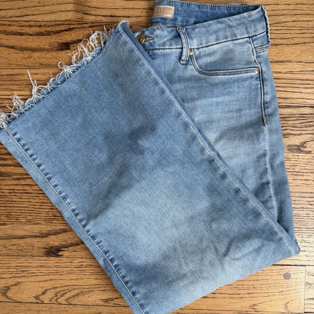 KUT From The Kloth Fab Ab Meg Wide Leg Raw Hem Jeans Womens 8 Light Blue